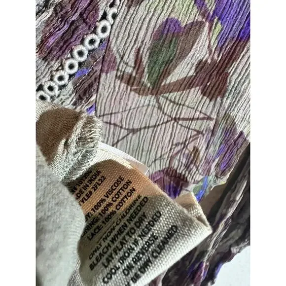 Soft Surroundings Dress Taupe Floral Peasant Chiffon Prairie Women's Size 8 - Picture 10 of 12